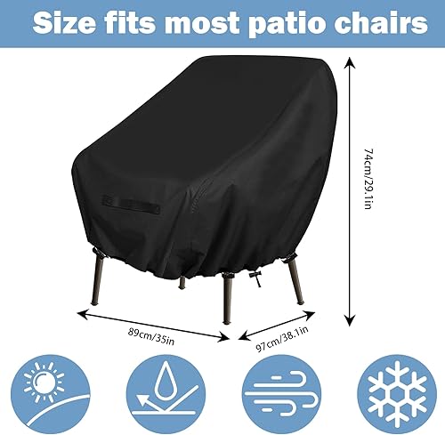 Miniatura 2 de Fundas impermeables para muebles de patio, 2 fundas para sillas de patio, fundas impermeables para sillas de patio, funda para asiento profundo de