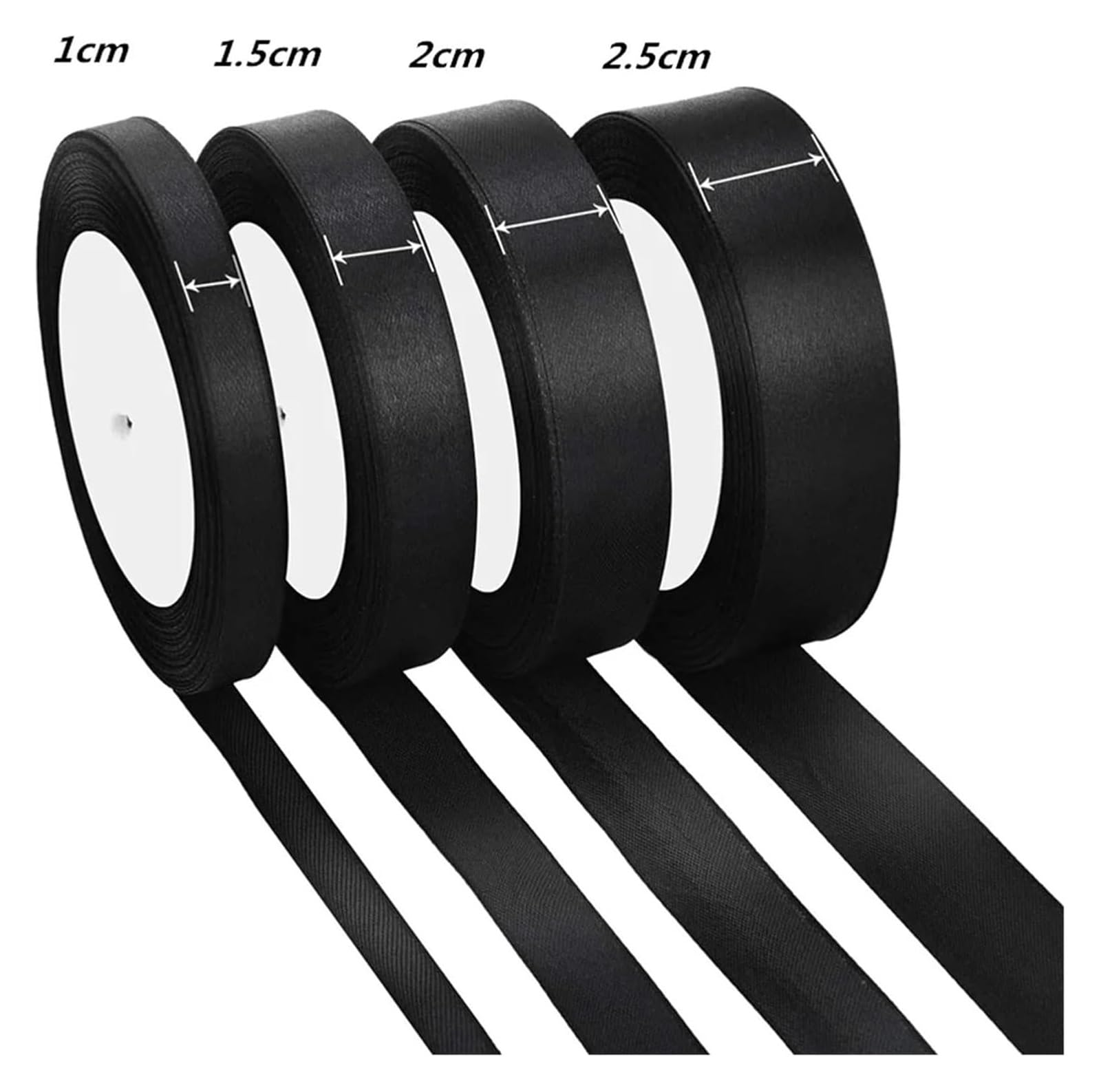Wstążki do owijania tortów, Wstążka do pakowania ciasta Czarna satynowa szerokość 10–25 mm Opakowanie 2 szt. 50 jardów(2cm Black)