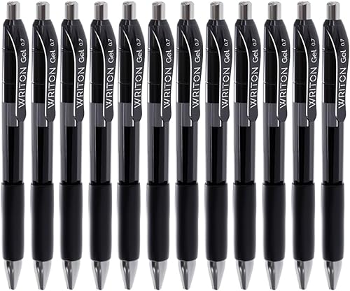 Writon Bolígrafos de gel retráctiles, agarre cómodo, punta fina de 0.028 in, tinta marrón, paquete de 12