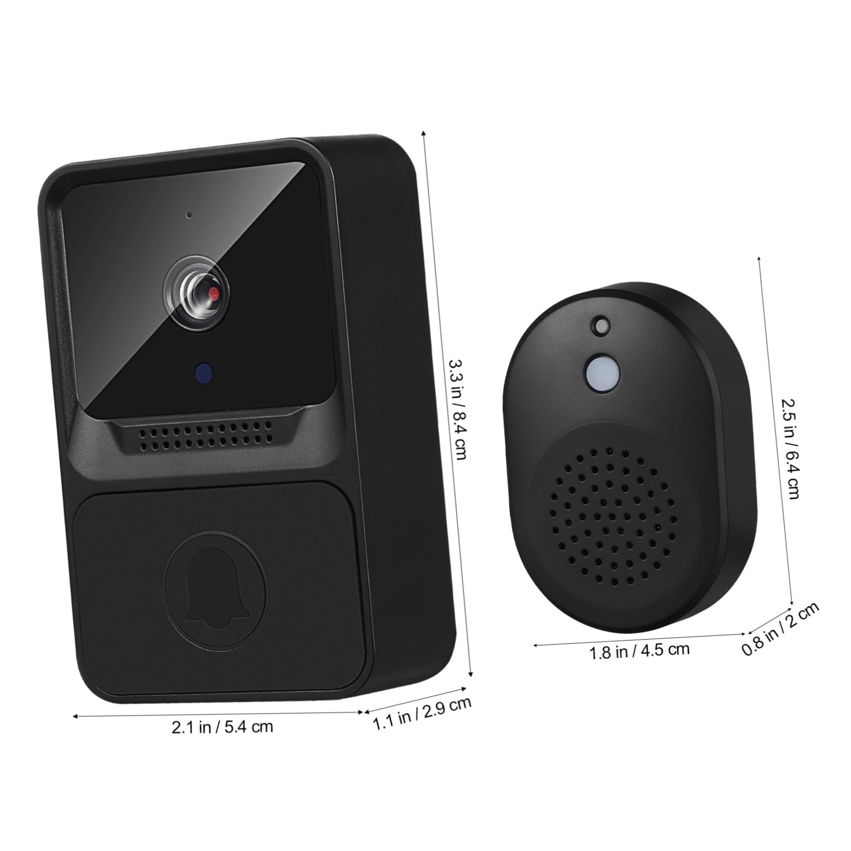 HOMSFOU 2piezas Timbre Inteligente Wifi Video Intercomunicador Bidireccional Instalación Sencilla Consumo Para Hogar Oficina y Apartamentos