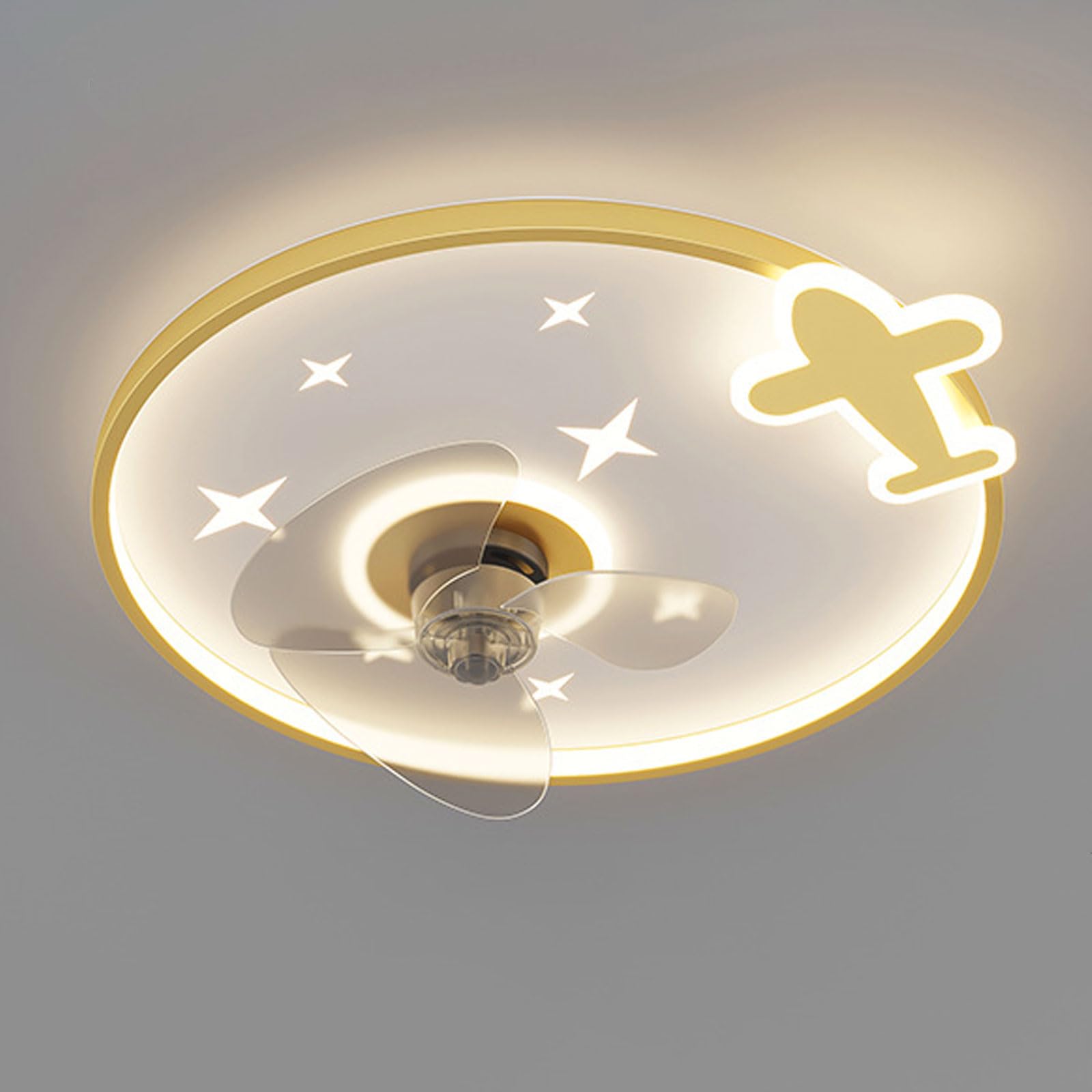 HXYSXHJUO Flush Mount Ceiling Fans With Lights And Remote Dimmable LED Light Fan 6 Speeds Quiet For Kids Room Bedroom Nursery Children's 50cm(19.7in)