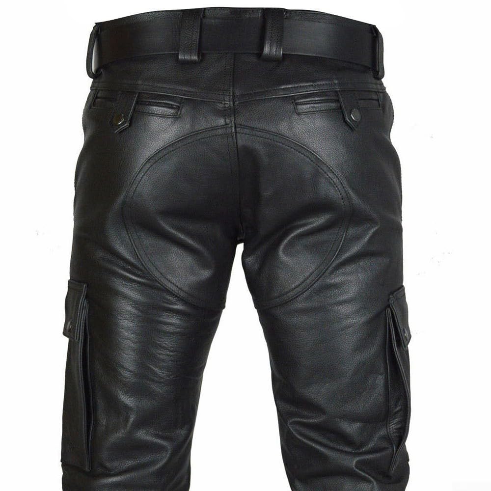 Pantaloni da motociclista da uomo in pelle PU per pantaloni da motociclista slim