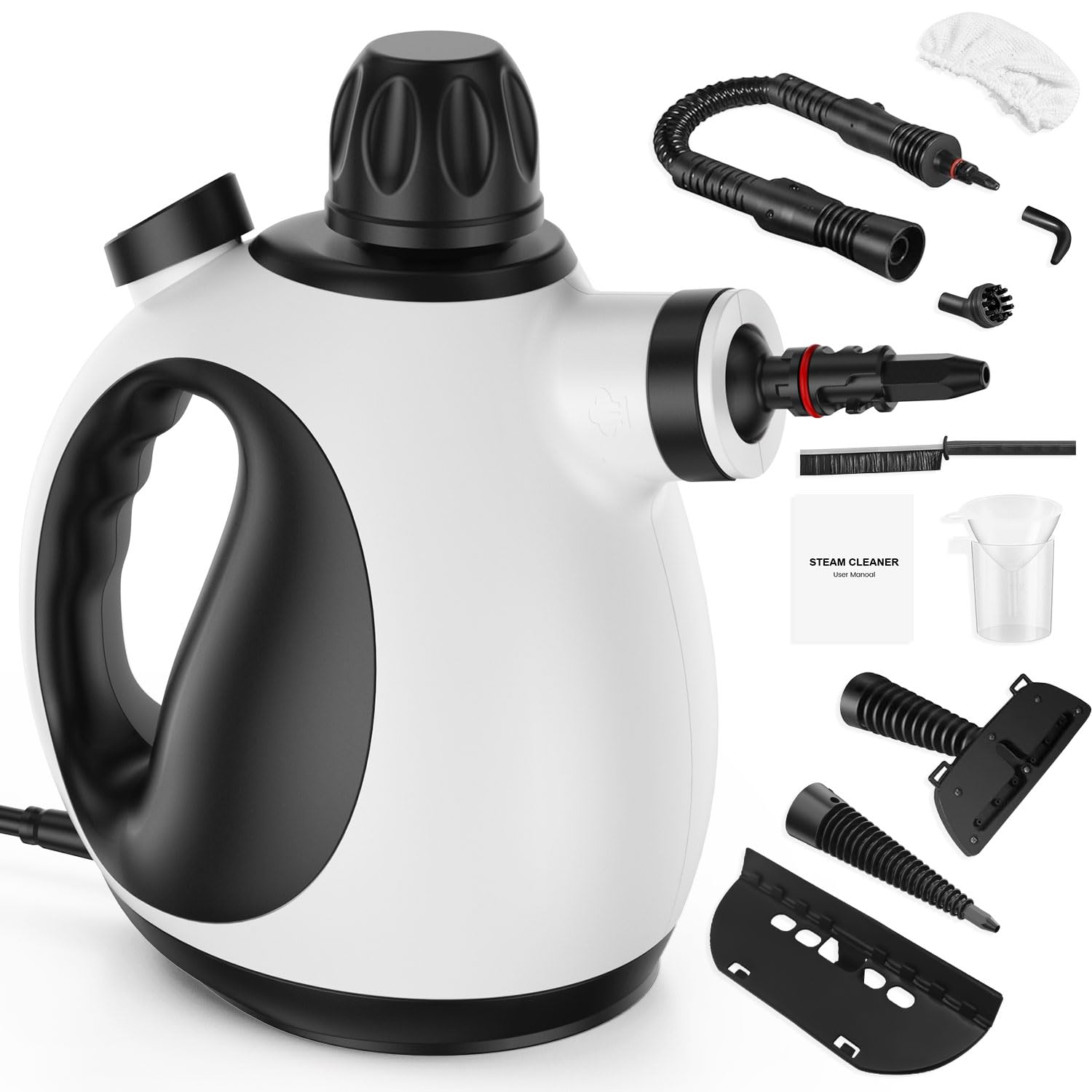 Fippesax Handdampfreiniger 400ml - 1200W Mit 9-teiligem Zubehör, Chemiefrei, 15s Aufheizzeit