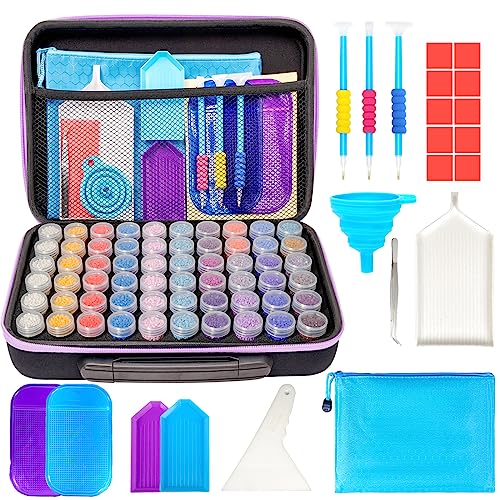 Image of MoeeBtee Diamond Painting Organizer - 60 Slot Accessories and Tools Case, Jewelry Beads Storage Box - Purple
