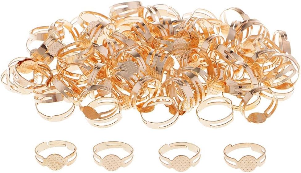 Enakshi® 100 Pieces Adjustable Ring Blank Cabochon Bezel Base Settings Tray Gold|Crafts | Beads & Jewelry Making | Jewelry Findings | Ring Blanks & Ring Bases