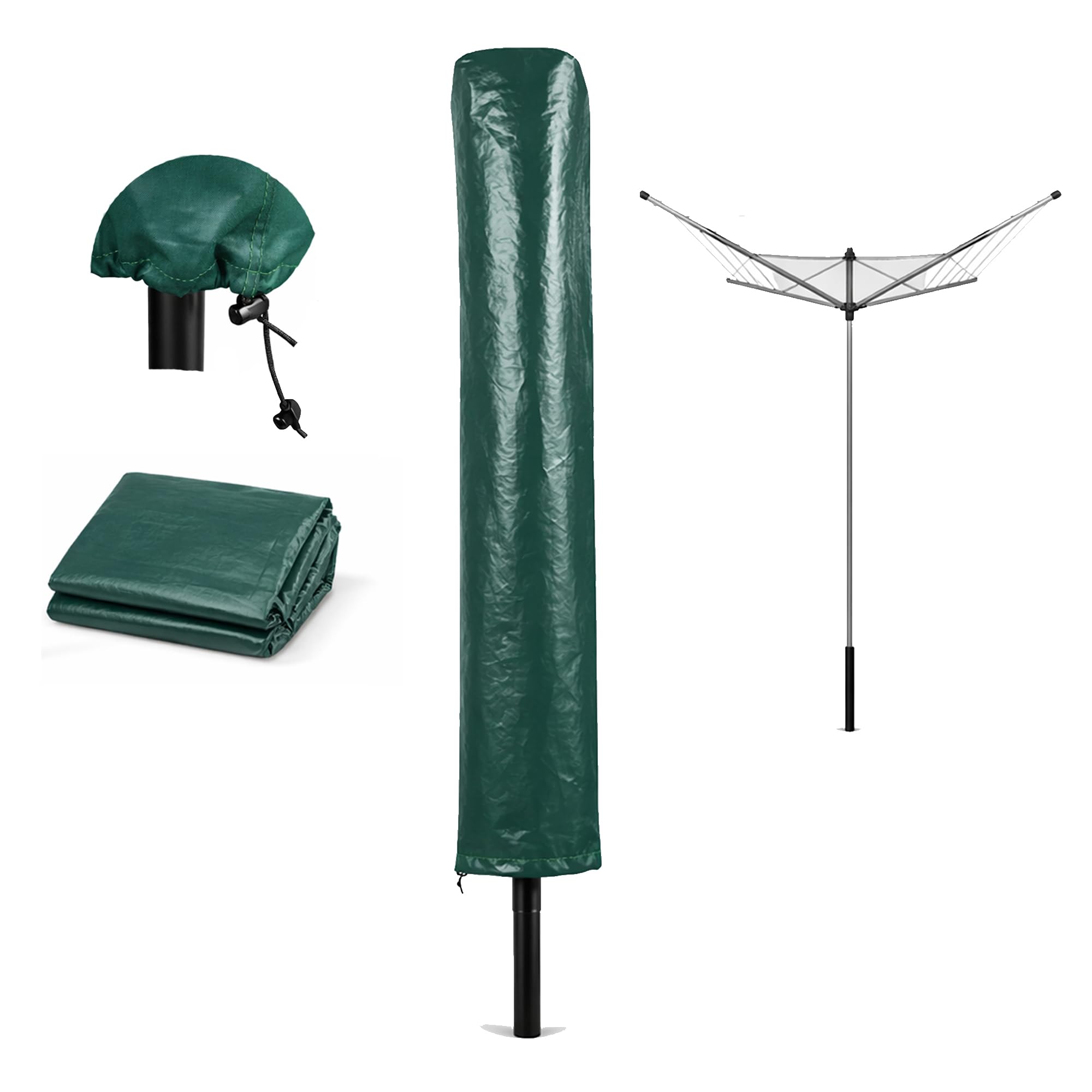 Rotary Washing Line Cover Heavy Duty | 29 x 29 x 145 cm Long | Waterproof Rotary Dryer Cover with Tie Down Cords to Protects Rotary Clothes Line from Rain & Dust