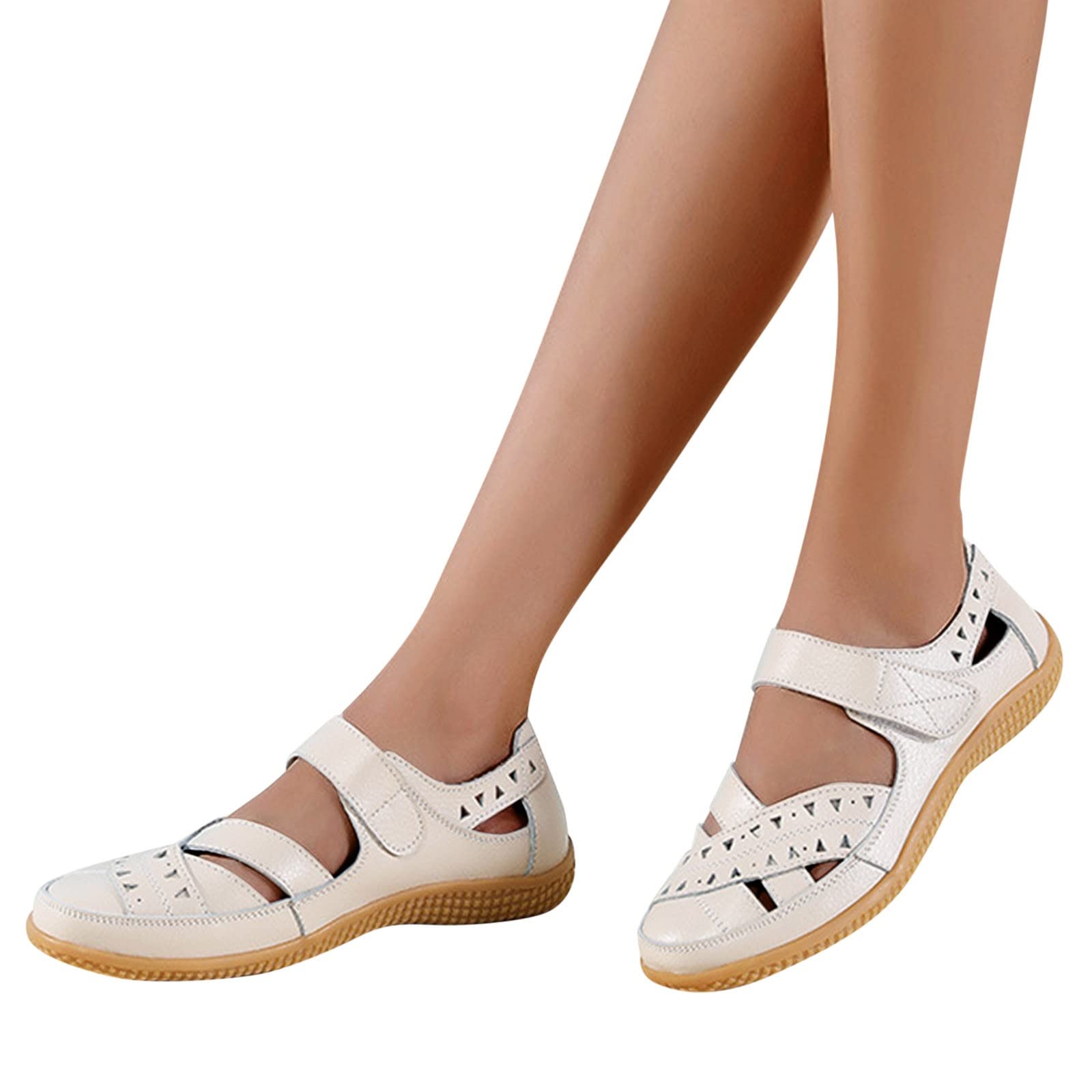 Sandalia Ortopédica de Cuero - Zapatos Mujer Verano Elegante Y Elegante Tacón Plano Chaquetas Plataforma Al Aire Libre Relajación Sandalias De Senderismo Calado Minimalista Zapatos Ligeros