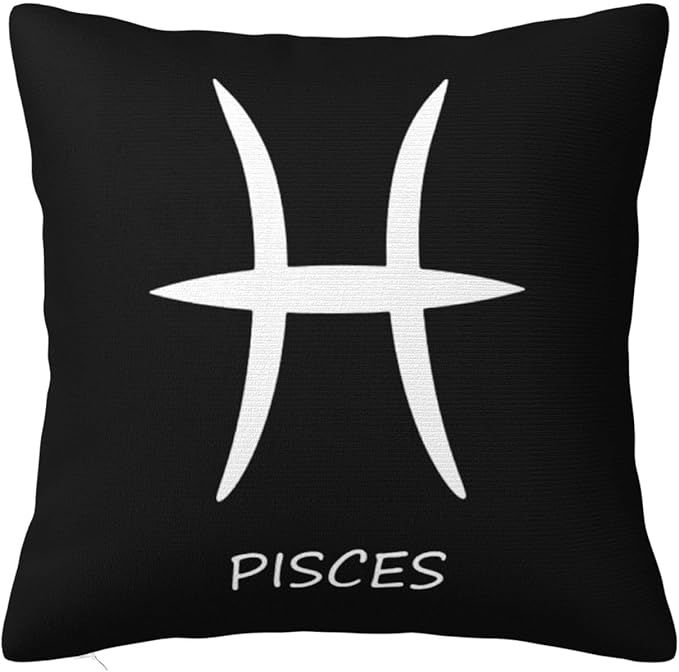 Pisces Sign Throw Pillow Covers 20x20 Inch - Soft Decorative Pillowcases for Couch, Bed & Sofa - Indoor Living Room Home Decor