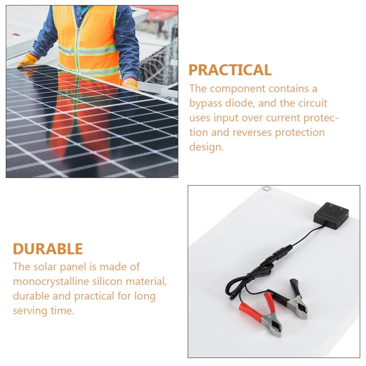 Toddmomy Kit Pannello Solare Monocristallino da 15w Regolatore di Carica per Camper e Aerei, Materiale Abs e Rame, per Campeggio e Piantagioni