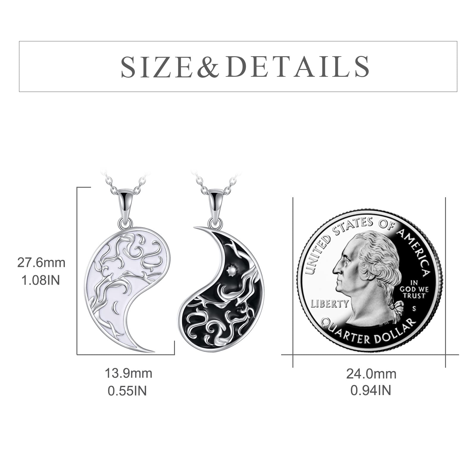 YFN Yin Yang Collana in argento Sterling Albero della Vita Stella Luna Gioielli Regali di coppia per le donne