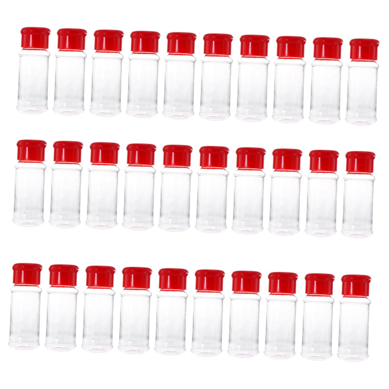 MOLUCKFU 30pcs Plastic Seasoning Bottles Spice Jar Lids Pepper Shaker Salt Bottle Coarse Mesh Dispensers for Bbq Home