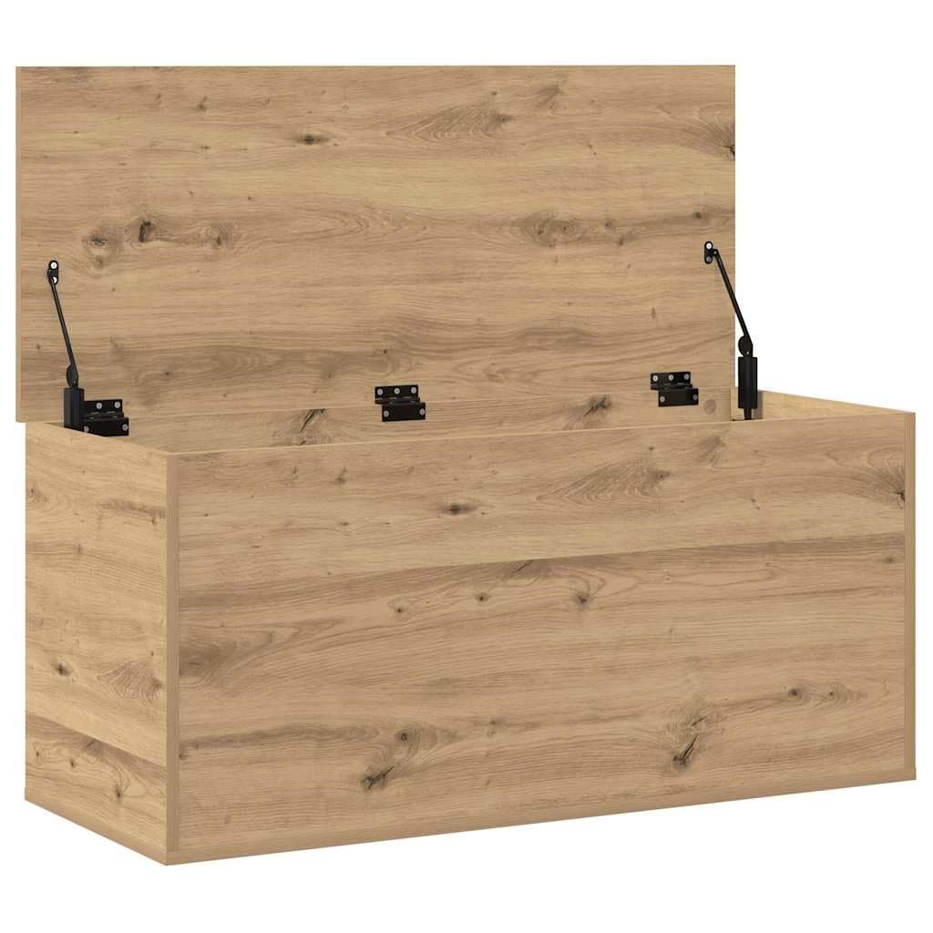 vidaXL Caja de Almacenamiento Roble Artisan 100 x 42 x 46 cm, Caja de Almacenamiento Moderna, Organizador Rectangular, Solución sin Desorden, Espacio Ample, Diseño Compacto | Suficiente lugar para todas tus cosas, Hecho de roble macizo, Acabado brillante
