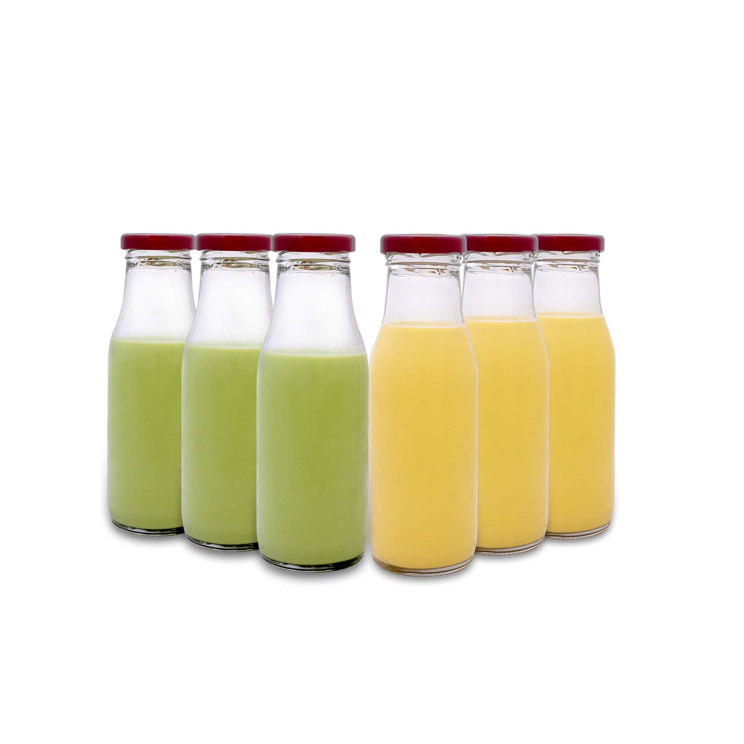 Croco Transparent Milk, Water and Juice Glass Bottle with Leak-Proof ,Beverage Glasses with Air Tight Lid (Pack of 6 , 265 ml) - Red (B08LGSVT1T) Amazon Price History, Amazon Price Tracker