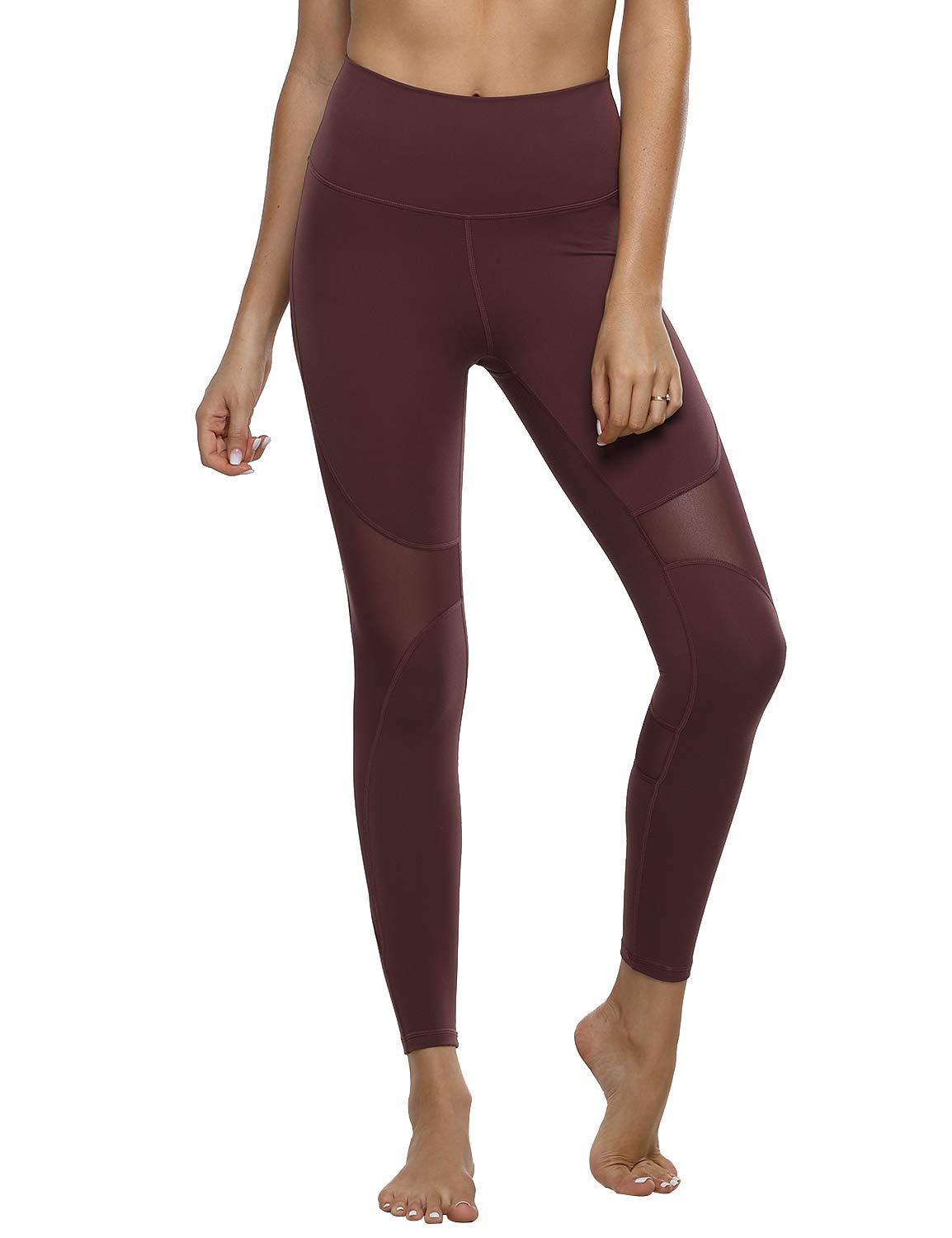 Hopgo Women's High Waist Yoga Pants Mesh Gym Leggings Workout Running 4 Way Stretch Yoga Leggings