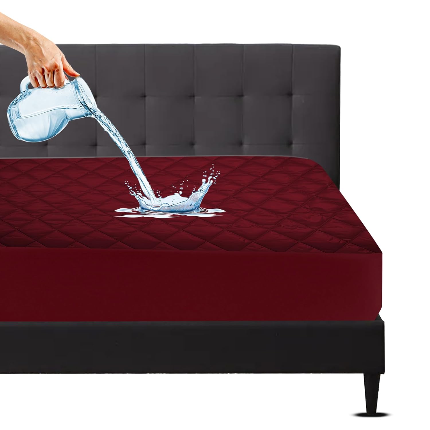 Mattress Protector Waterproof Cotton Quilted Mattress Protector for Queen Size (78×60 inch) – Hypoallergenic, Breathable, Noiseless, Ultra-Soft, Fitted Bed Cover -Queen – (6.5×5 ft, Maroon) Mattress Protector Waterproof Cotton Quilted Mattress Protector for Queen Size (78×60 inch) – Hypoallergenic, Breathable, Noiseless, Ultra-Soft, Fitted Bed Cover -Queen – (6.5×5 ft, Maroon)