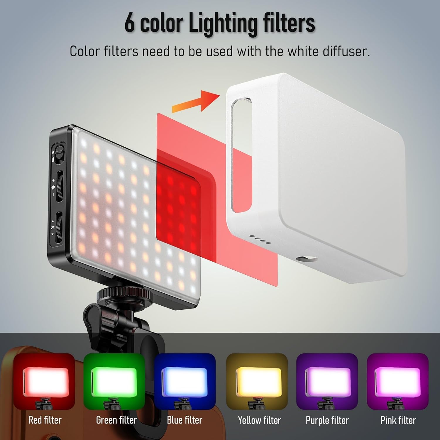 Selfie Licht Handy 120 LED 2500-9000K CRI 95+ 3000mAh mit Farbfilter | Professionelles Videolicht fotografische Lampe Dimmbares Videoleuchte Silikonhülle für Telefon Laptop Kamera