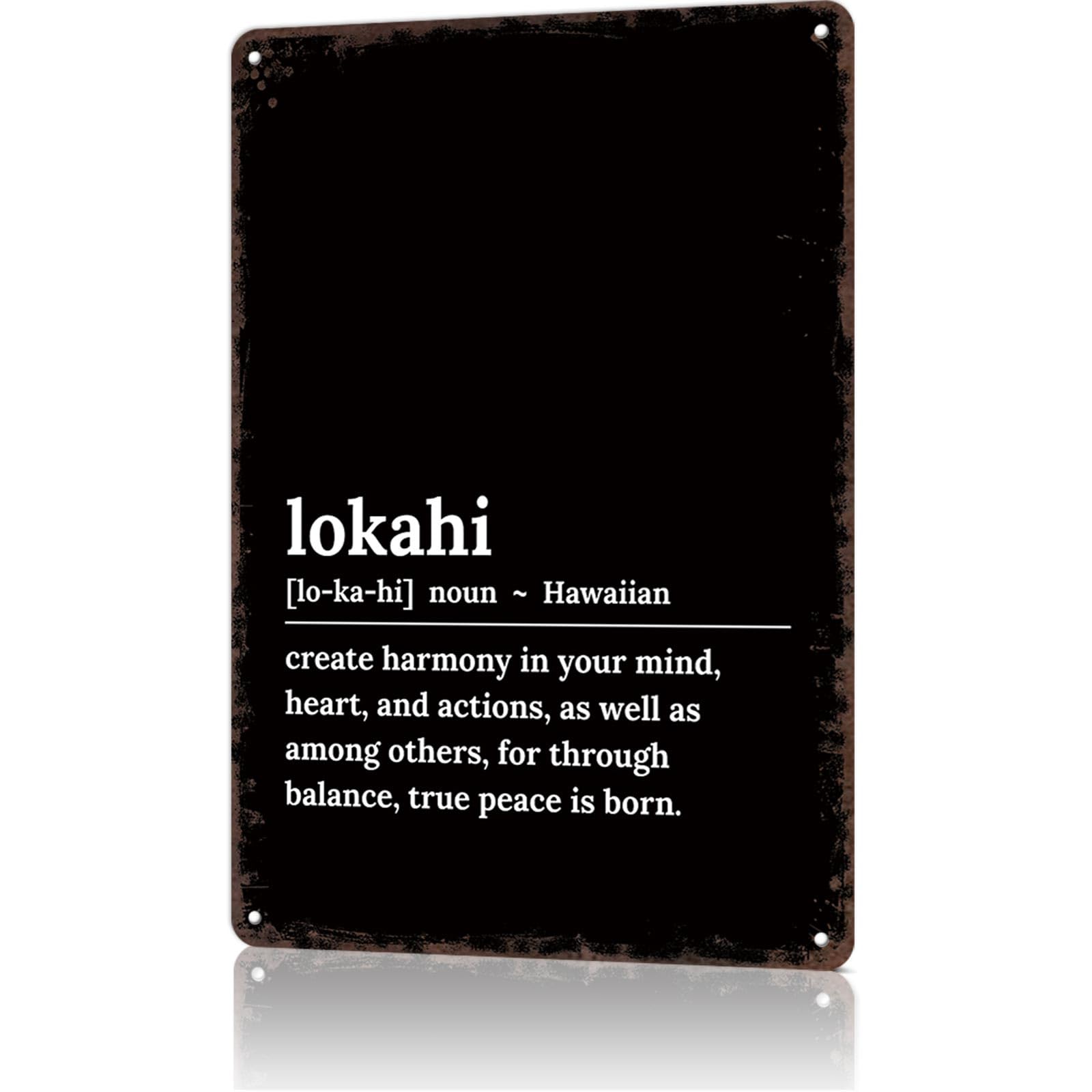 KWQDOZF Funny Metal Tin Signs Lokahi Hawaiian Definition Inspirational Poster Wall Art for Dorm Home Garage Office Decor 8X12inch