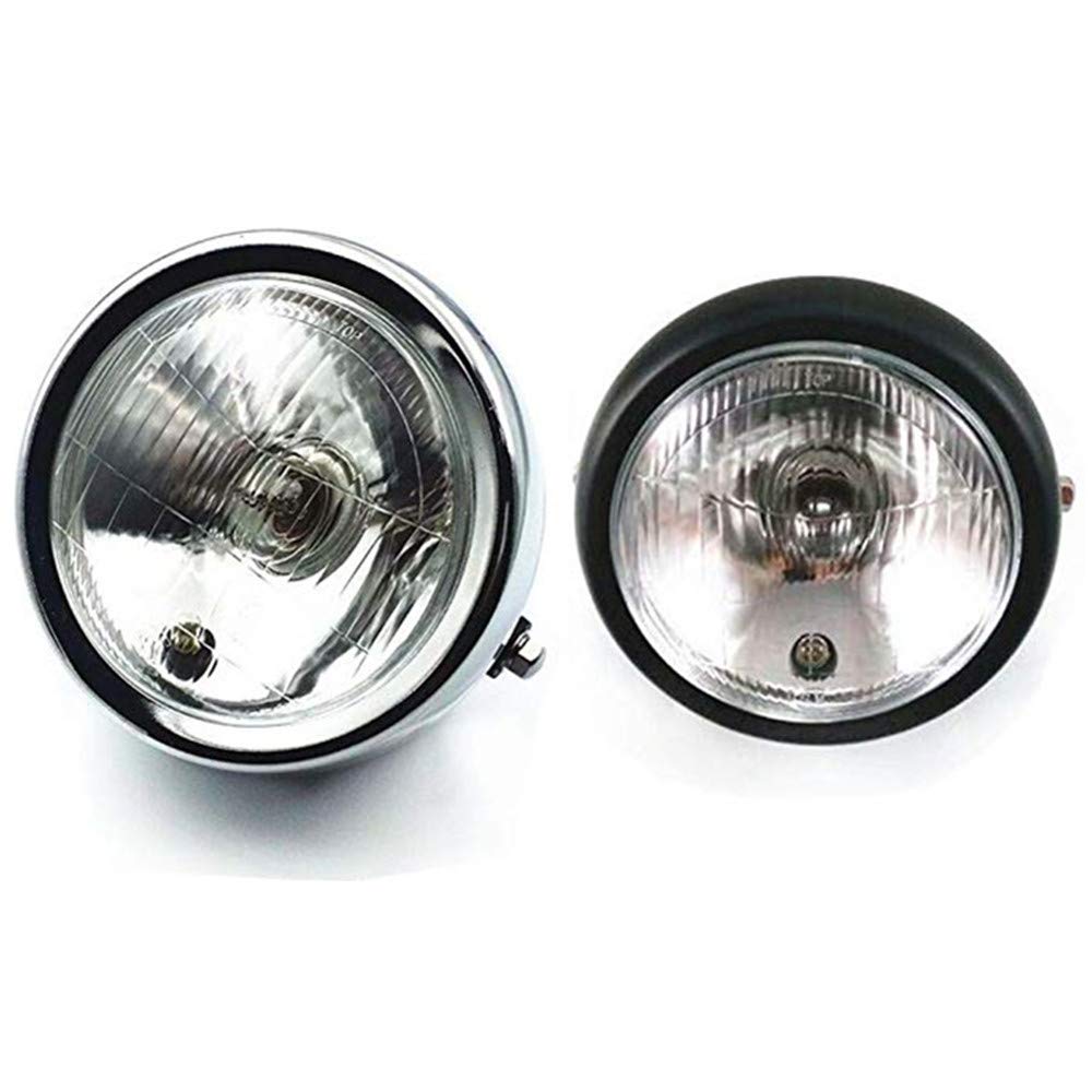 Motorcycle Side Mount Headlight Lamp For Honda Shadow ACE 1100 Kawasaki Vulcan 900 Yamaha Suzuki Boulevard Chopper Cruiser (Chrome)