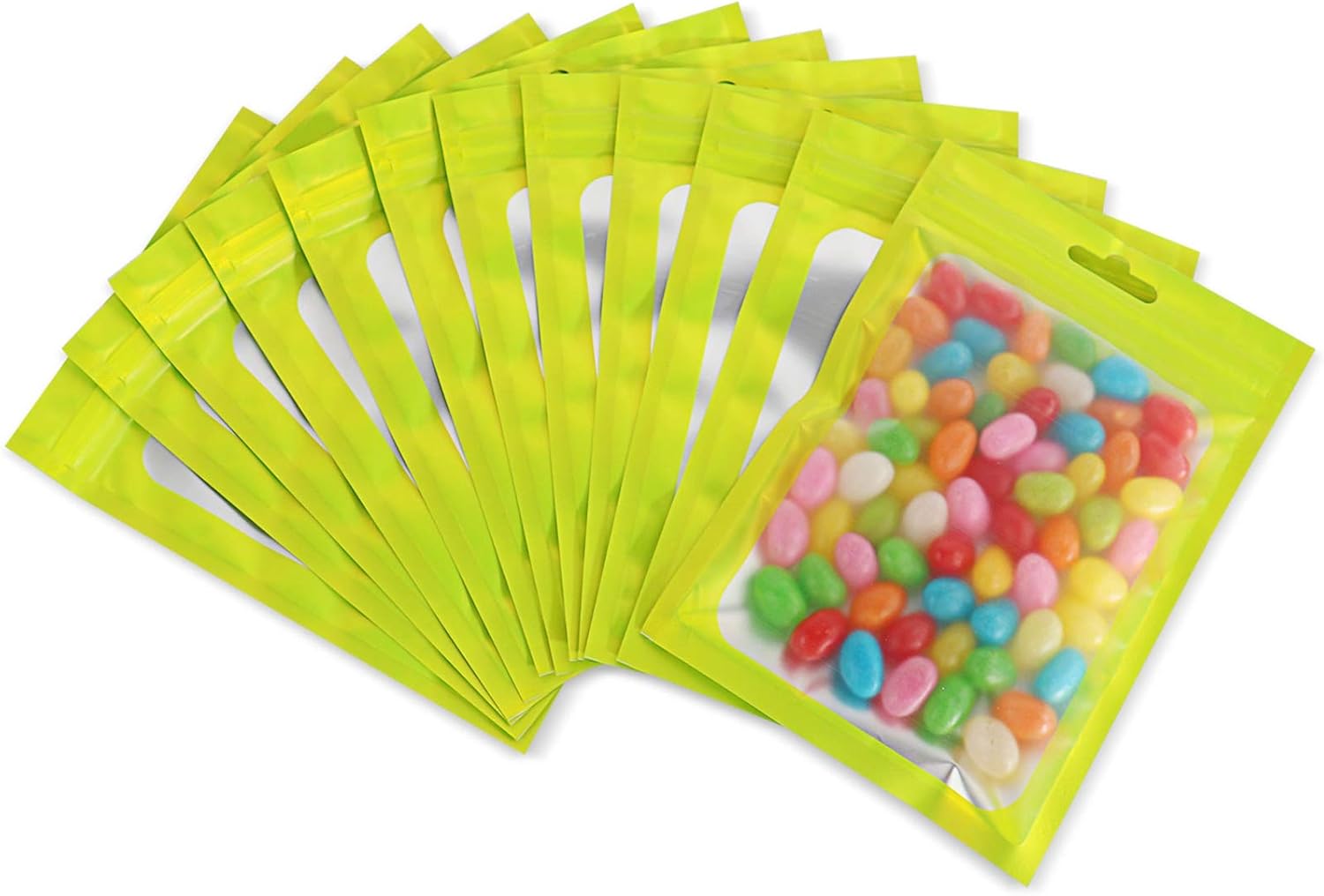 100Pcs Smell Proof Bags, Bezall Resealable Mylar Bags with Clear Window, Small Zip