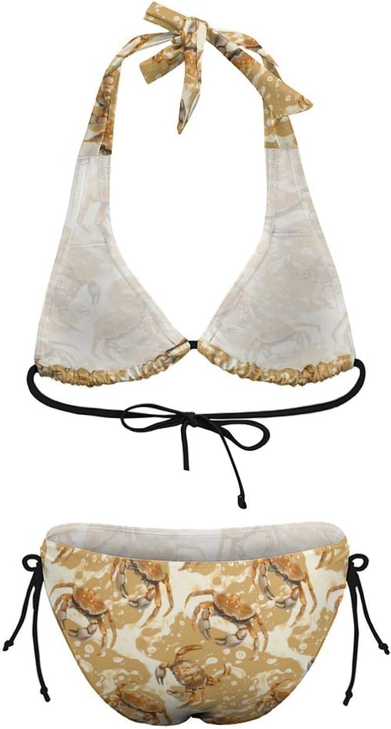 Crabs Novelty Women's 2 Piece String Bikini Set Swimsuits Bathing Suit Swimwear