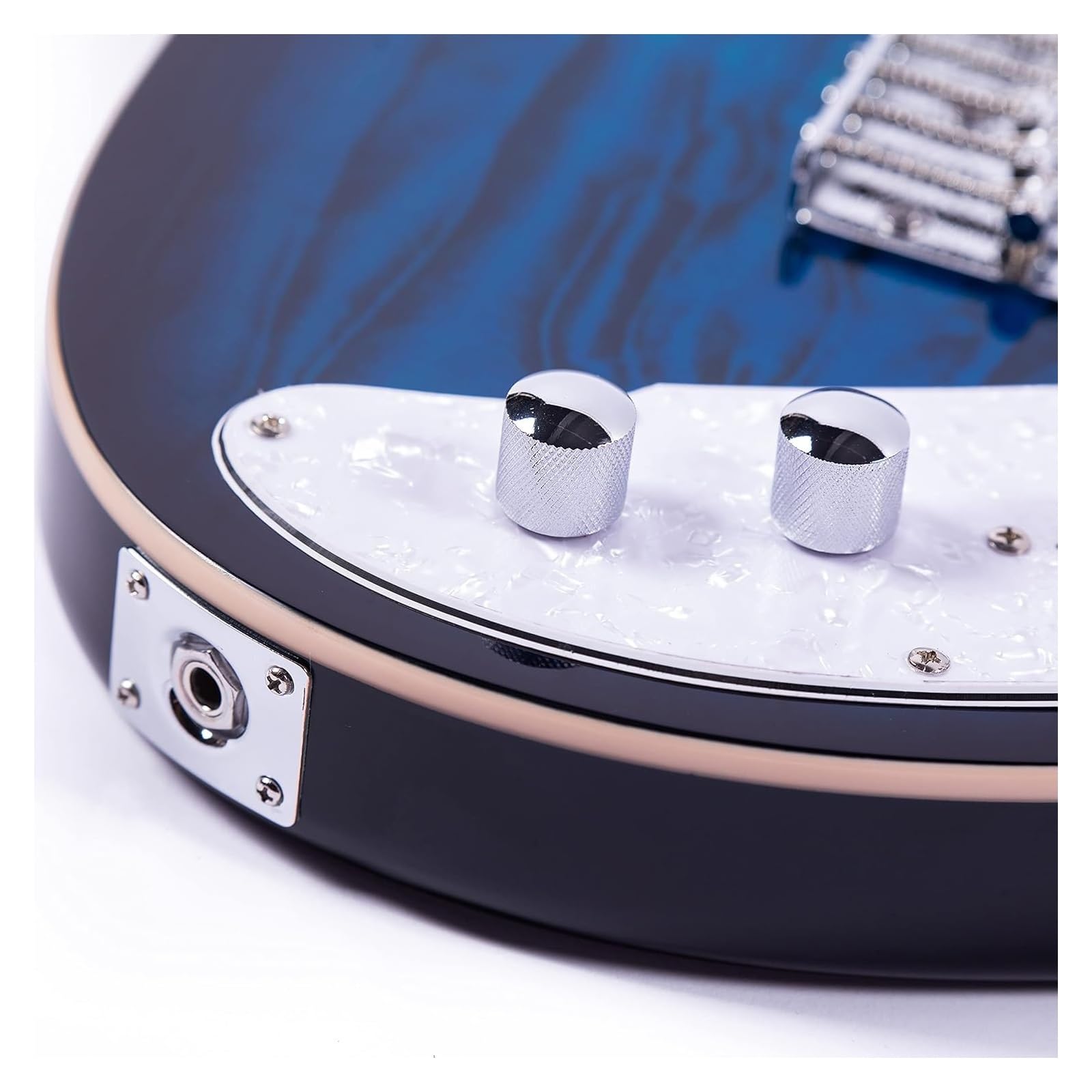 Instrument Gitara Elektryczna Profesjonalna Pełnowymiarowa Pusta Gitara Elektryczna Z Pojedynczym Otworem F Dla Początkujących(Blue)