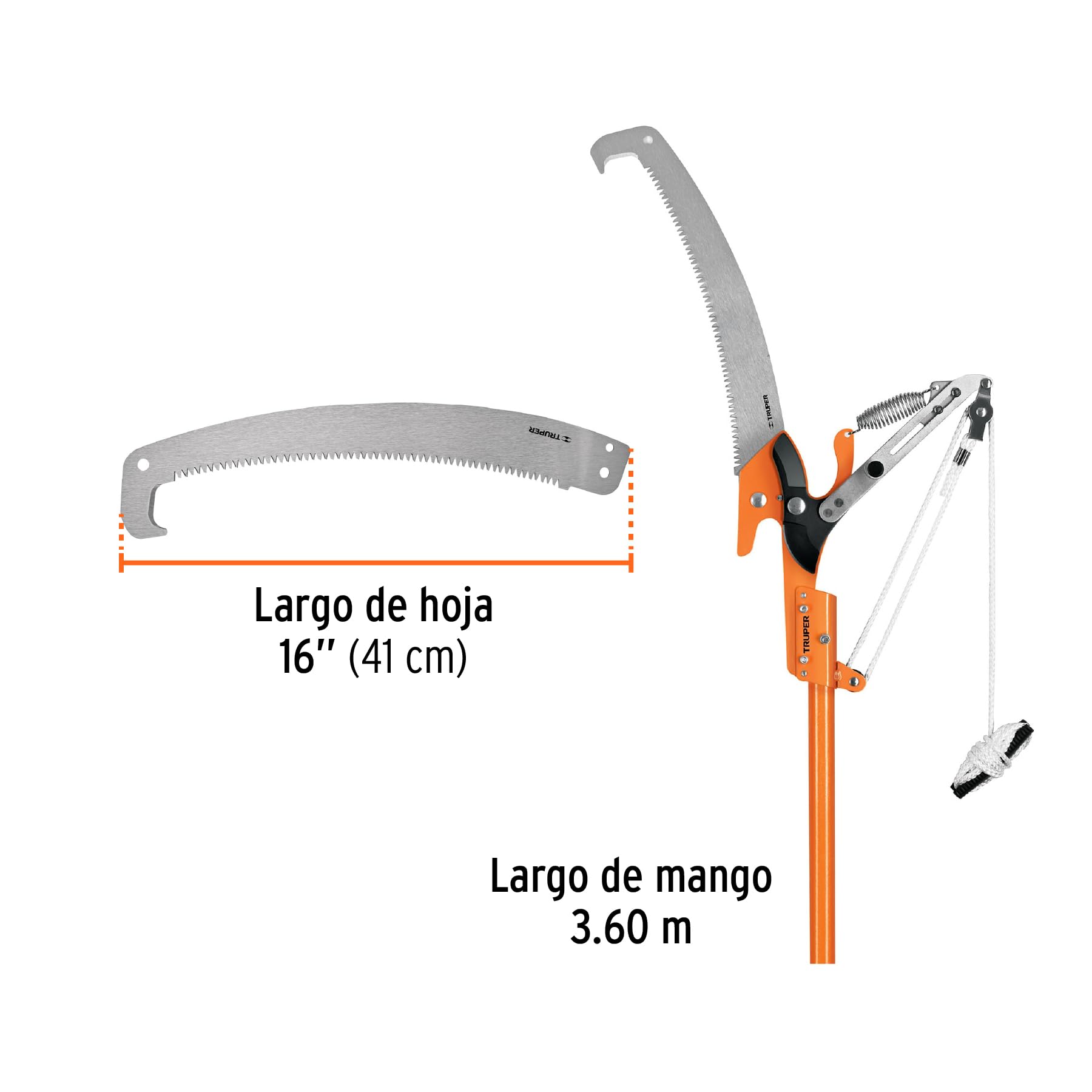 TRUPER TR-82M-F Podadora de árbol con poste extensible de fibra de vidrio