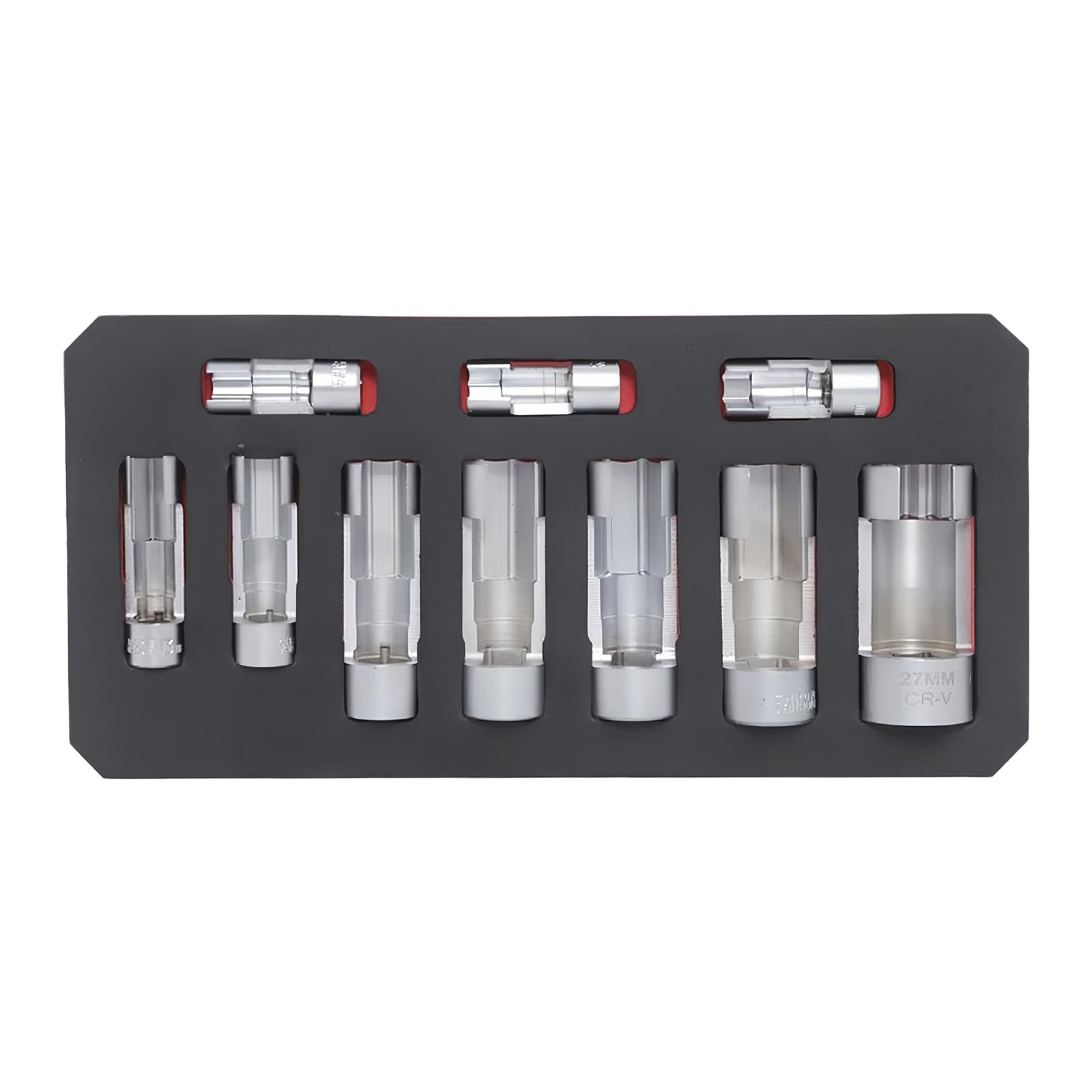 WEILWH 10Pcs Open End Oil Wrench Automotive Steel Sockets 10-27Mm for Oxygen Sensing Disassembly Oil Maintenance Garage Home