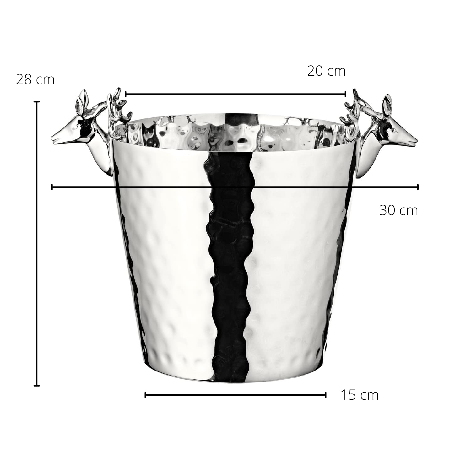 EDZARD Champanera Enit (H 28 cm, Ø 20 cm), acero inoxidable martillado, con asa, para 1 botella – enfriador de vino, enfriador de botellas, cubitera