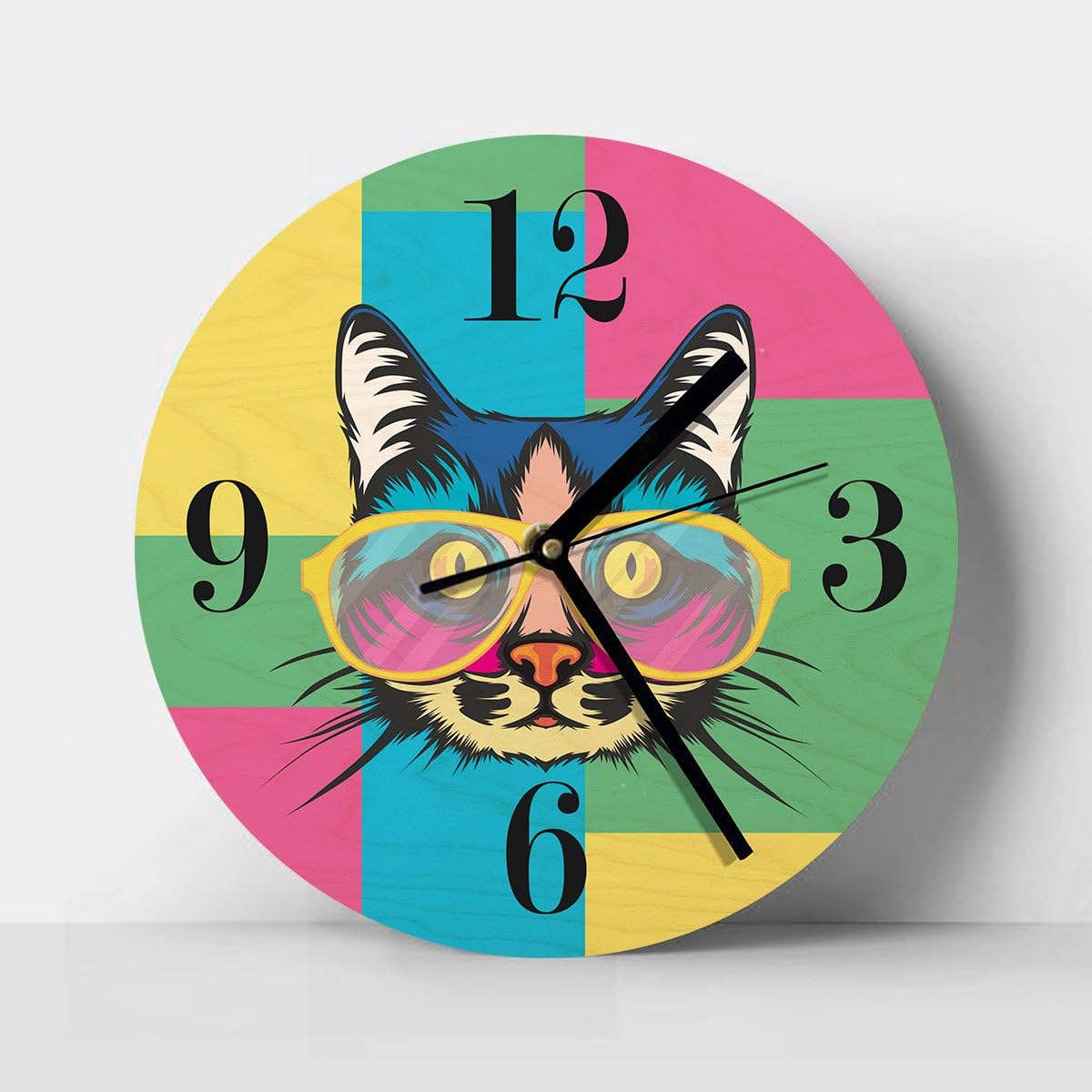 ChitraChaya Quirky Multicolor Wooden Wall Clock | 9x9 Inch Premium Plywood Home Decor-image-41