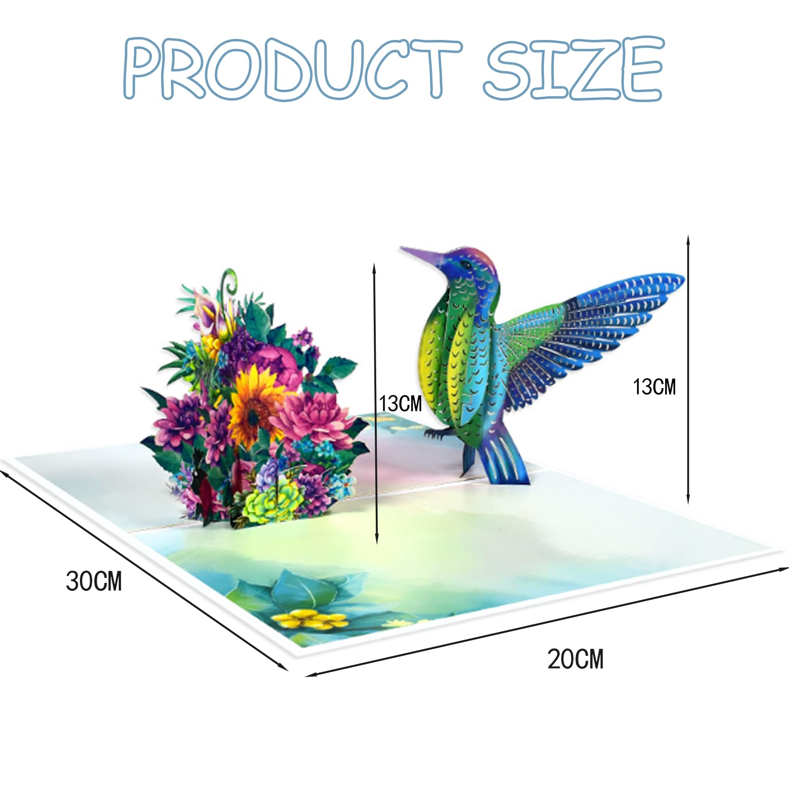 AYNKH 1 Pack Hummingbird with Blue Flower Card?3D Gift Card for Your Mum Wife, Daughter,Grandma, Sister - Image 2