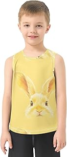 Cute Bunnys Faces - Camiseta sin mangas para niño, color amarillo claro, ropa de verano