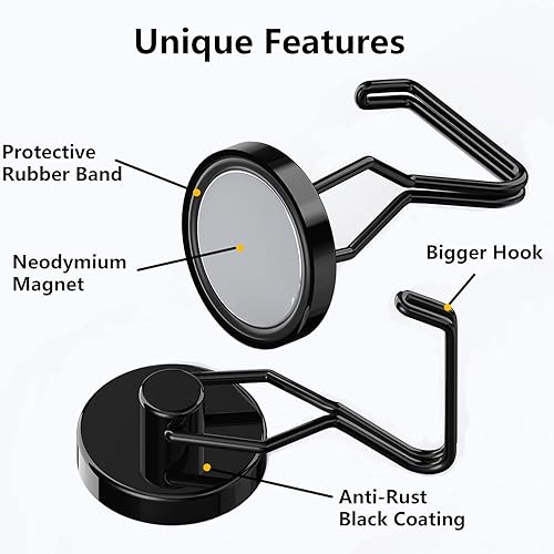 Miniatura 8 de Tohoer Ganchos magnéticos, gancho de imanes de neodimio de 100 libras, resistente con a prueba de óxido para refrigerador, horno, parrilla,
