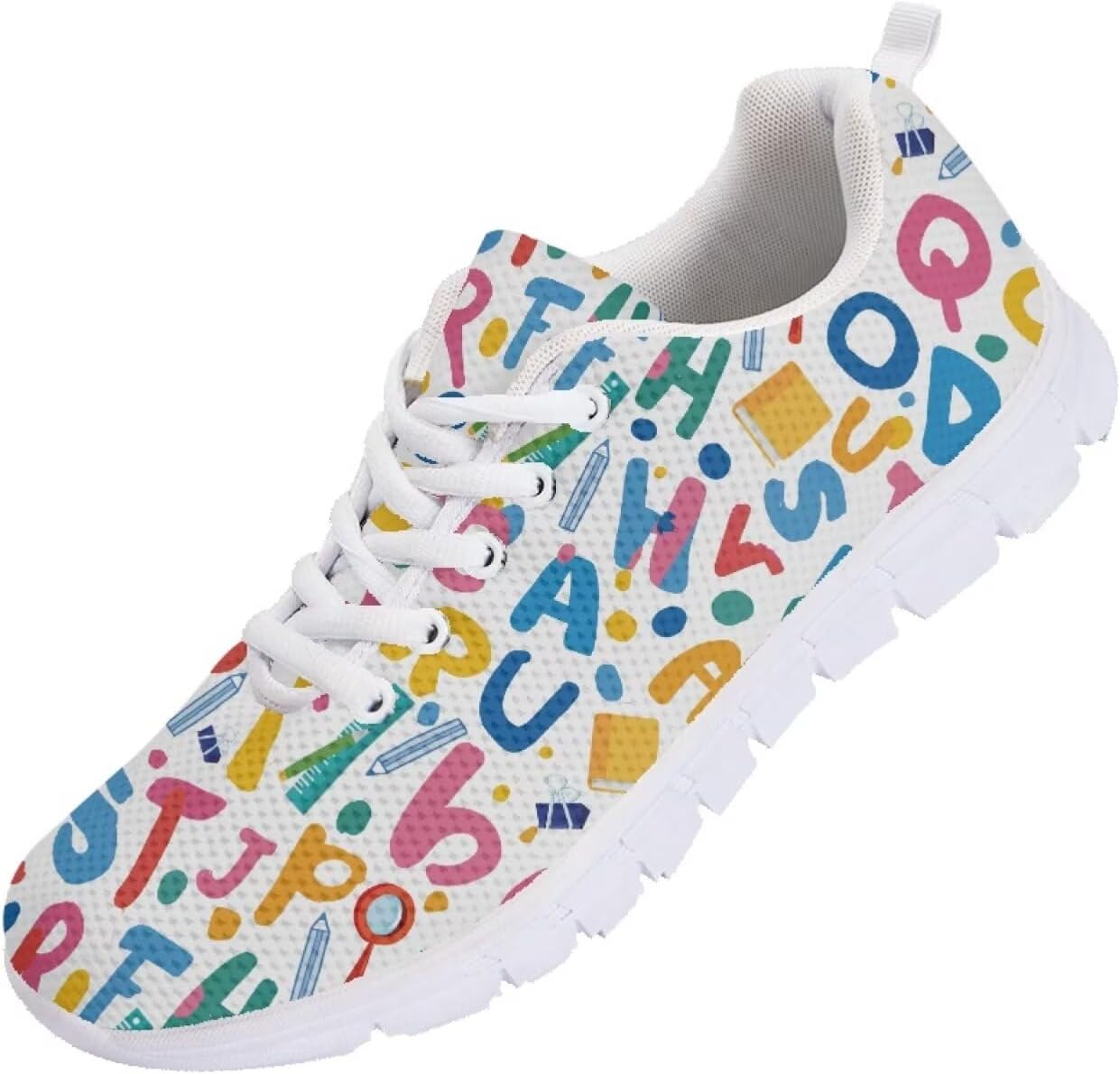 SYtrade Womens Christmas Running Sneaker Lace-up Athletic Tennis Shoes White Sole