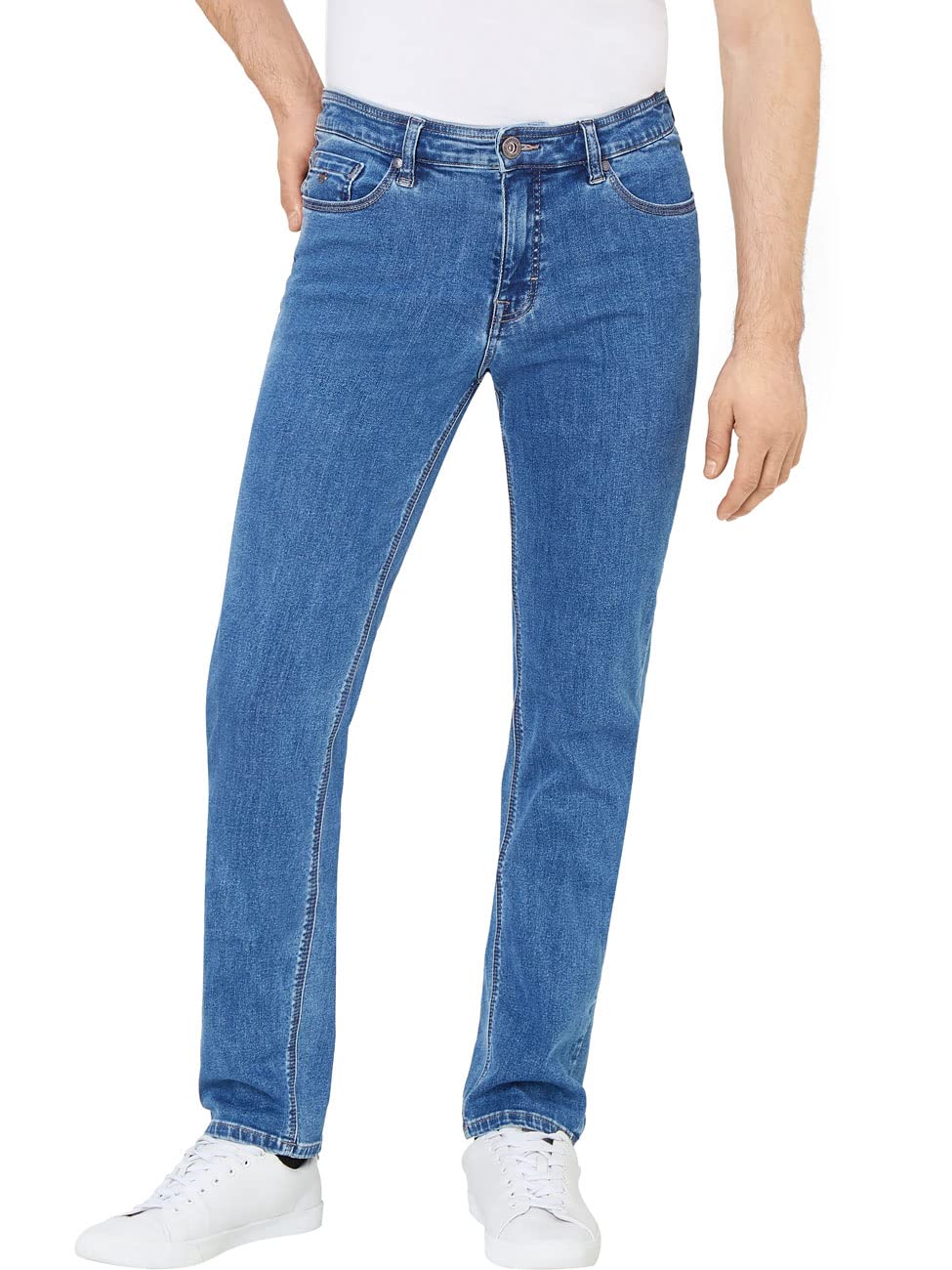 Paddocks Jeans voor heren; stretch; slanke pasvorm; ranger pijp jeans; denim; blauw en zwart; maat: 30, 31, 32, 33, 34, 36, 38, 40, 42, 44, 33W / 32L