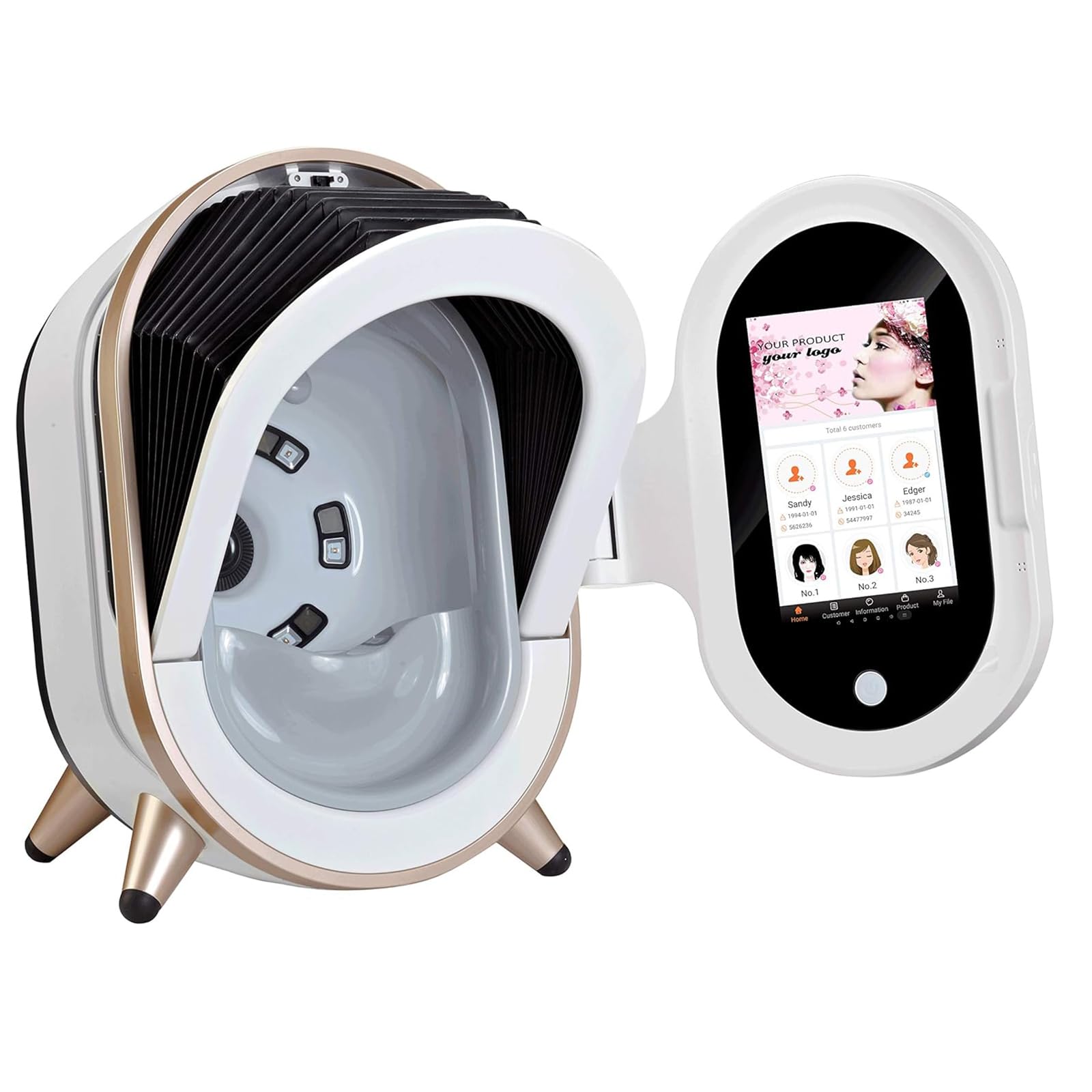 Adtzpc 3D Skin Detector Machine, AI Intelligent Skin Detector with Concealed Hood, 20 Million Pixels Camera & 3 Light Sources Analyze The Skin, AI Face Recognition Technology for Beauty Salon