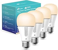 Kasa Smart Light Bulbs Dimmable A19 LED 800 Lumens Soft White 2700K, Alexa Google Home Compatible, No Hub 2.4GHz WiFi, 4-Pack KL110P4