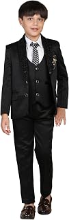 Pro-Ethic Style Developer Cotton 5 Piece Boys Suit Set for Kids Wedding Outfit | Set of Shirt, Regular Fit Pants, Coat, Wa... Price In India