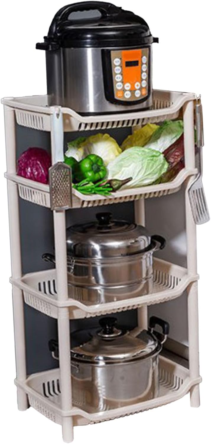 Yosoo Kitchen Storage Cart Plastic Multi Layer Storage Utility Shelves Cookware Organization for Kitchen Plastic Cart