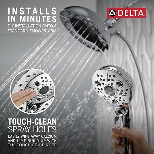Miniatura 7 de DELTA FAUCET 58480-25-PK H2Okinetic In2ition - Combinación de ducha dos en uno de 5 ajustes, flujo de agua de 2.5 GPM, cromo