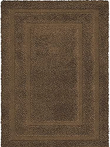 Image of (Pack of 2 Rectangular Box Shaggy Carpet for Living Room, Bedroom, High Low Design Finish Microfiber 1.8 Inch Pile High, 2x5 Feet Runner Brown|Brown Color