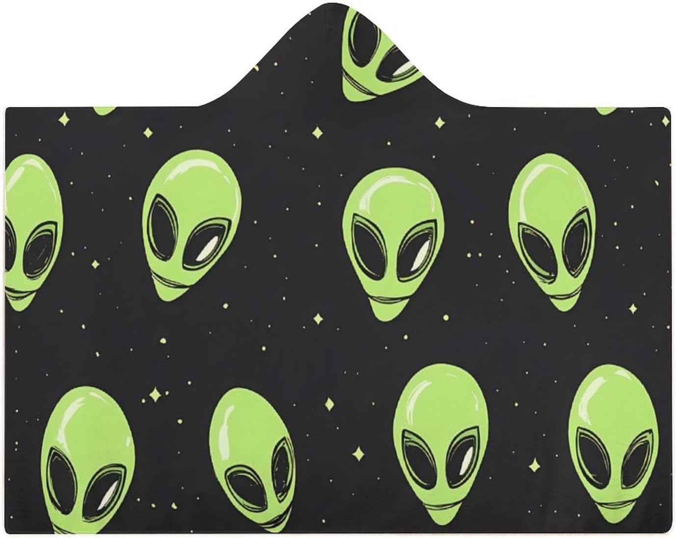 Green Aliens Fashion Wearable Blanket Hoodie Fleece Throw Cloak Robe Unisex