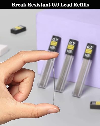 Miniatura 2 de Lifreer Recambios de plomo de 0.035 in (680 unidades), repuestos irrompibles de 0.035 in y 2 borradores de alta calidad, de larga duración, minas de