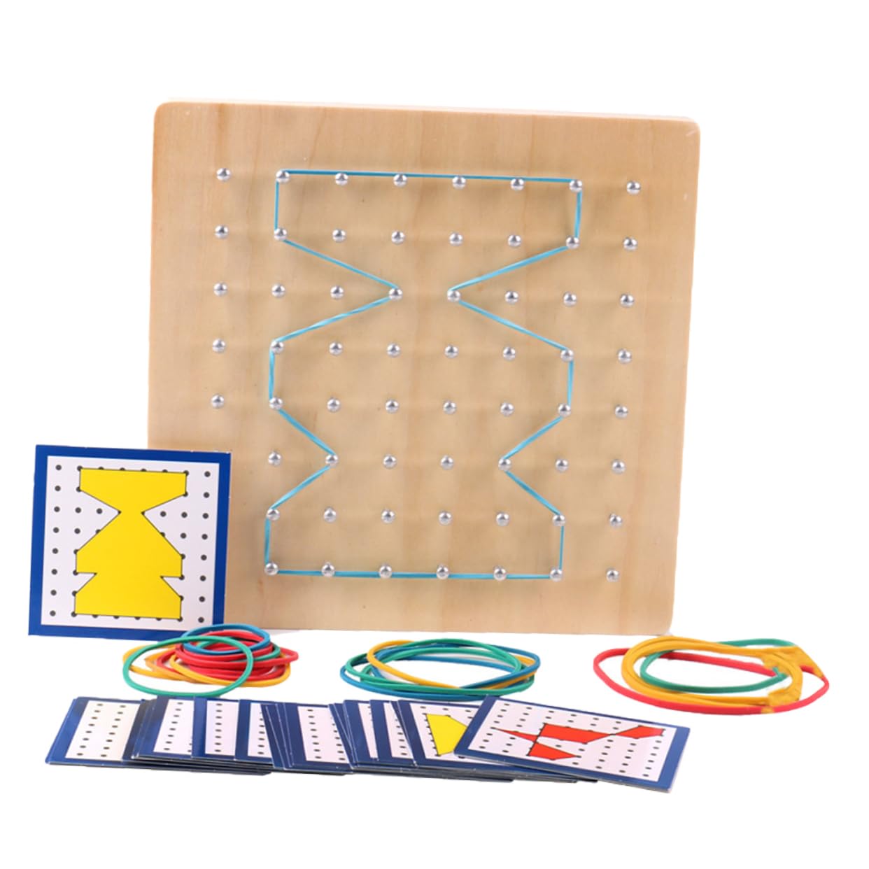 ERINGOGO1 Set Pegboard Geoboard Mathematical Toys for Kids Wood Toys Geometry Learning Tool Array Block Geo Board Counting Math Toys Stacking Peg Nail Board Puzzle Nail Plate Wooden Child