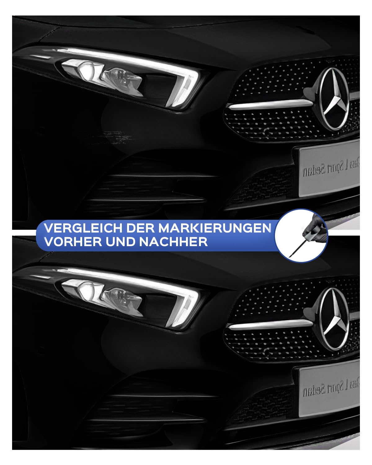 040/9040 Nero/Jet Black Kit per ritocchi per Mercede-Benz – Corrispondenza esatta – Rimozione di graffi e scheggiature