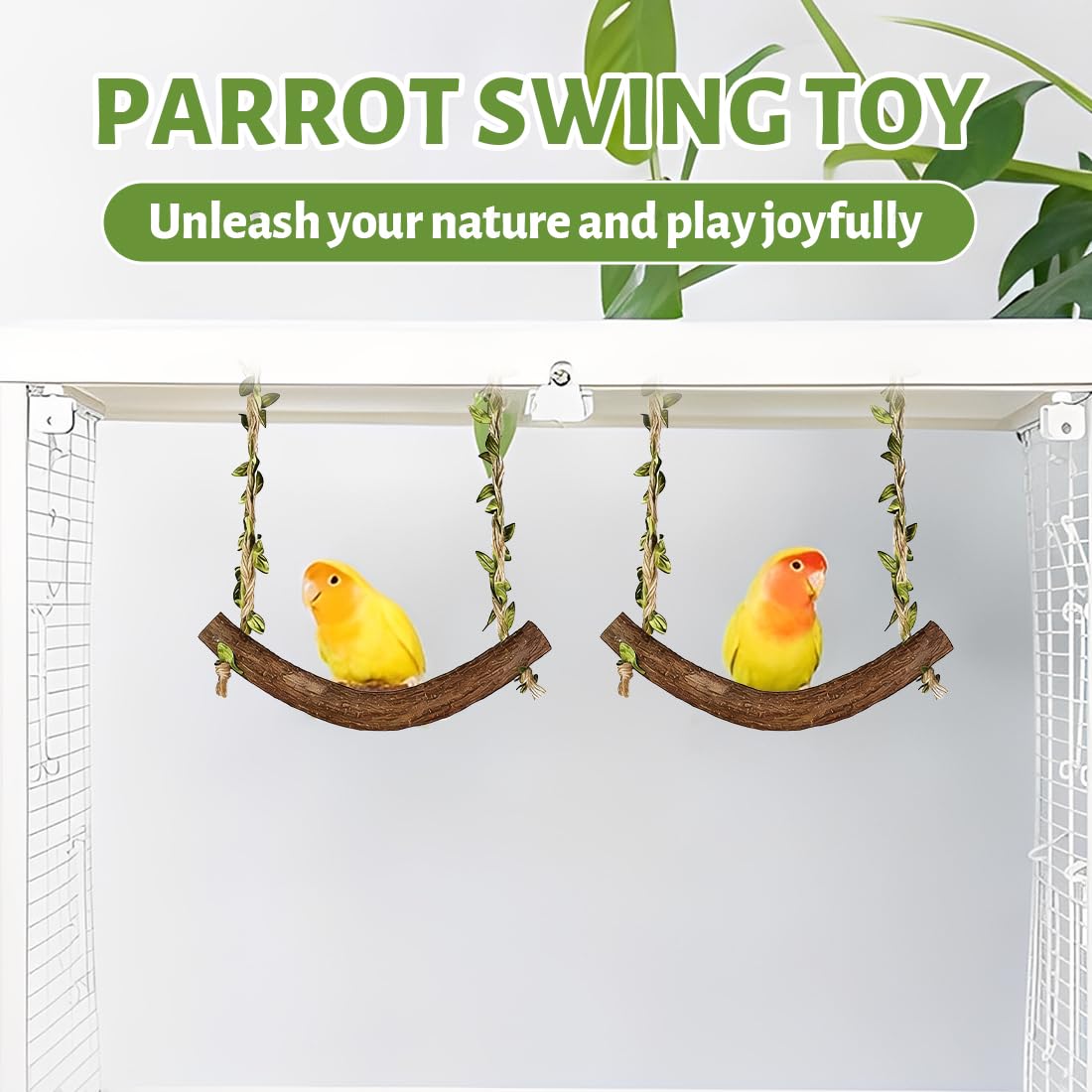 2 Pièces Balançoire en Bois pour Perroquet,Jouet Perroquet,Perchoir à Suspendre,Jouets pour Oiseaux,Accessoires pour Perruches,Calopsittes,Inséparables,Perruches,Petits et Moyens Oiseaux