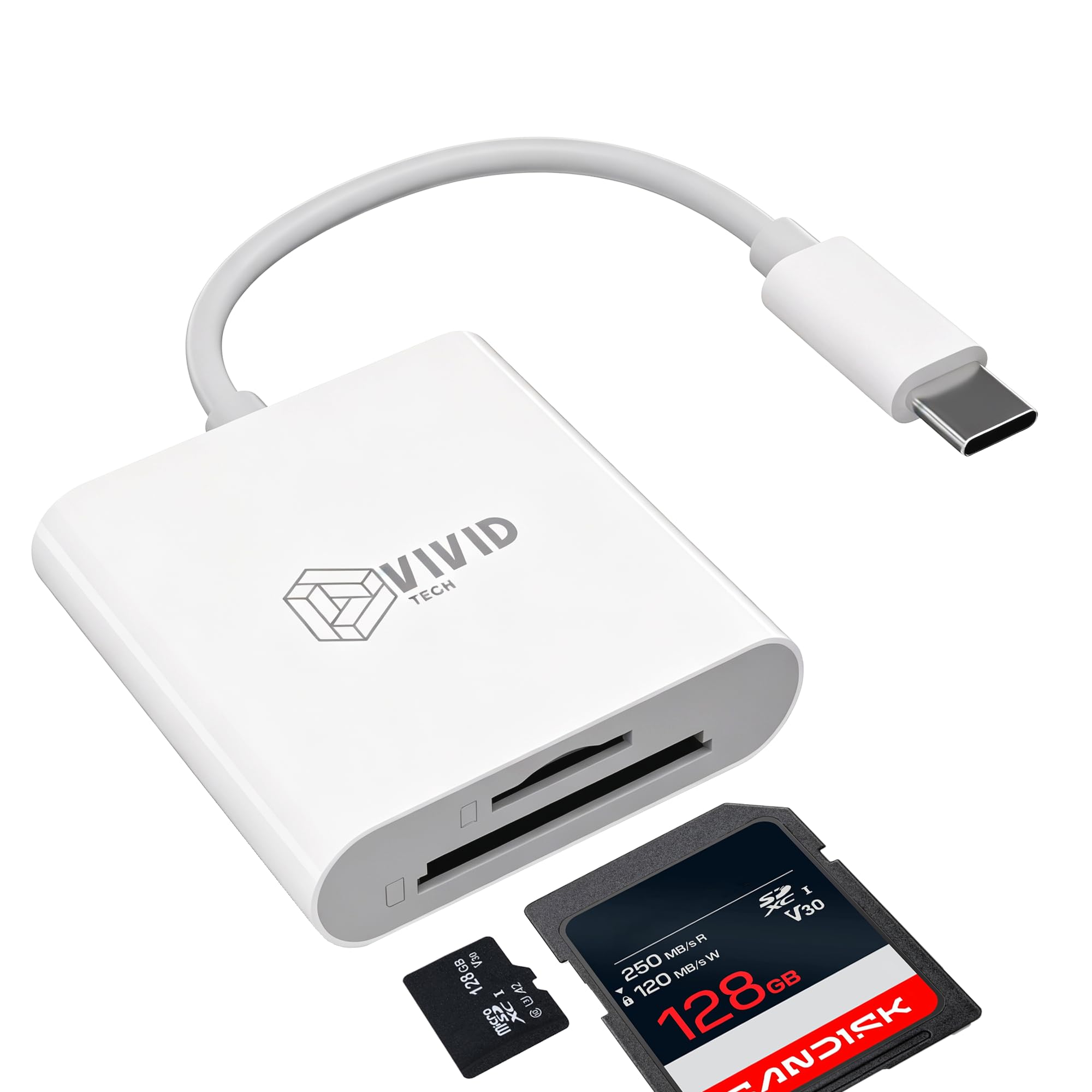 VIVID TECH USB-C SD Card Reader, USB 3.0 High-Speed Dual-Slot Adapter | USB 3.0 high-spee…