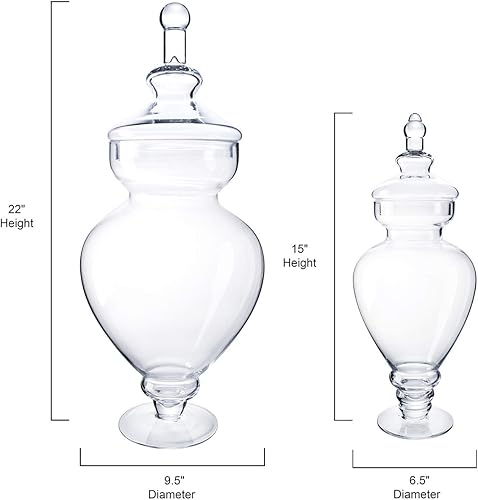 Miniatura 2 de Diamond Star Tarros de boticario de vidrio con tapas para bufé de dulces, tarros de boticario para baño, barra de dulces, cocina, (altura 12