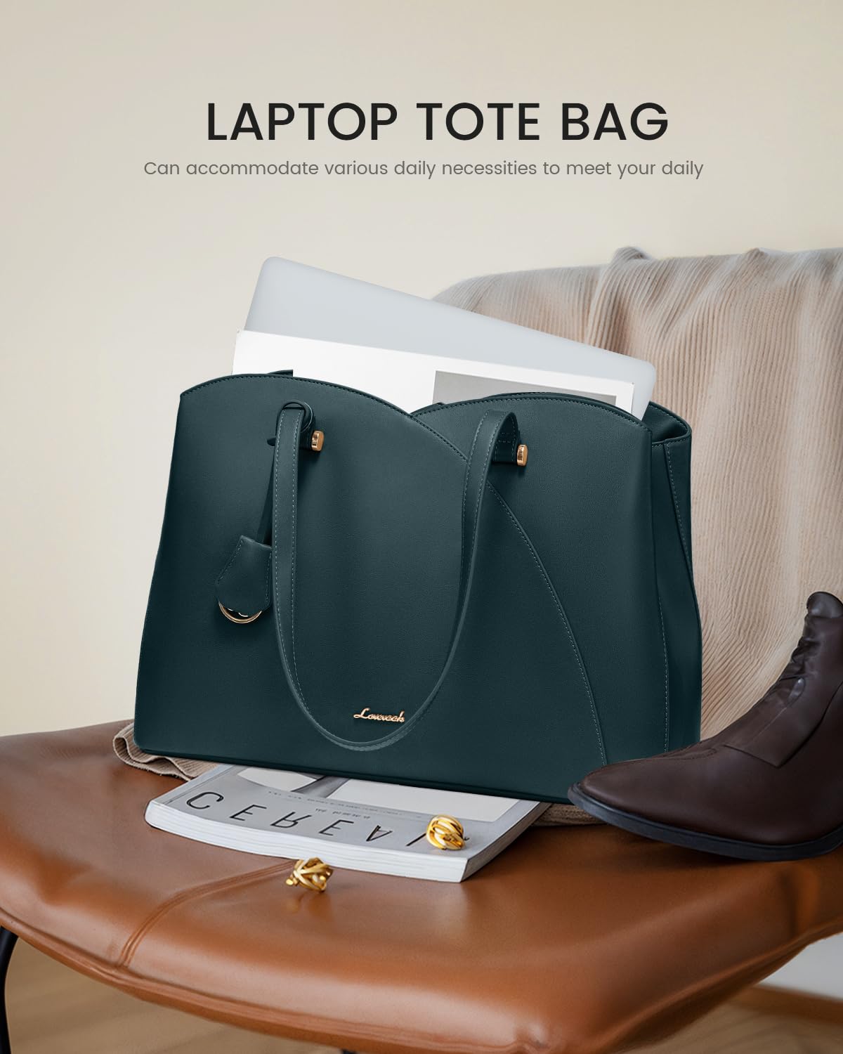 LOVEVOOK Sac Cabas Femme, Grand Sac 0rdinateur Sac a Main pour Les Cours Lycee, Sac Fourre Tout Sacoche de ravail University