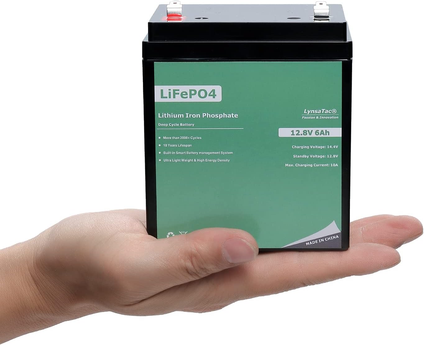 12V Battery, 12V 6Ah LiFePO4 Battery, Deep Cycle 12V Lithium Battery Built-in BMS Offer 2000+ Cycles Life for Small UPS, Fish Finder, Kids Car, Scooter, Light, and Outdoor Camper