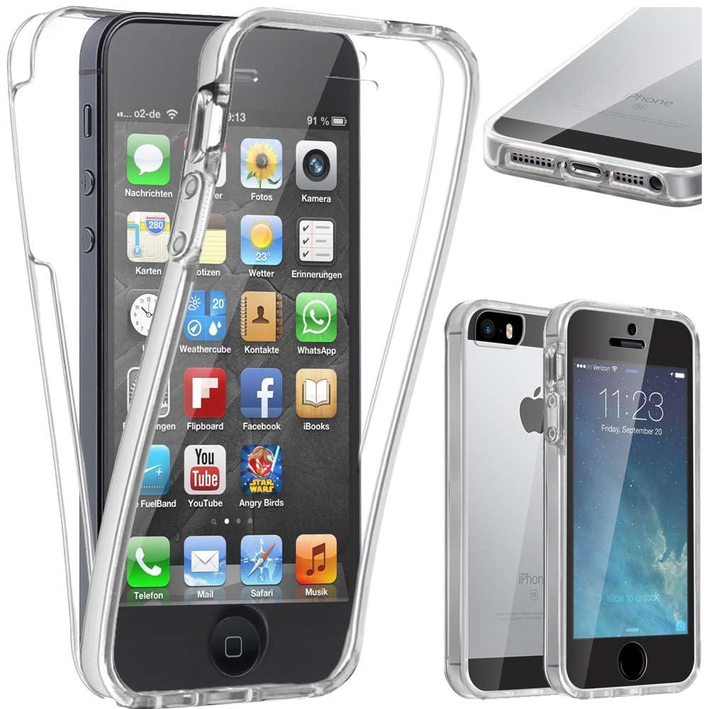 EbestStar Cover Integrale In Silicone Trasparente Per IPhone SE/5S/5 + Pellicola In Vetro Temperato 9H (2 Pezzi)